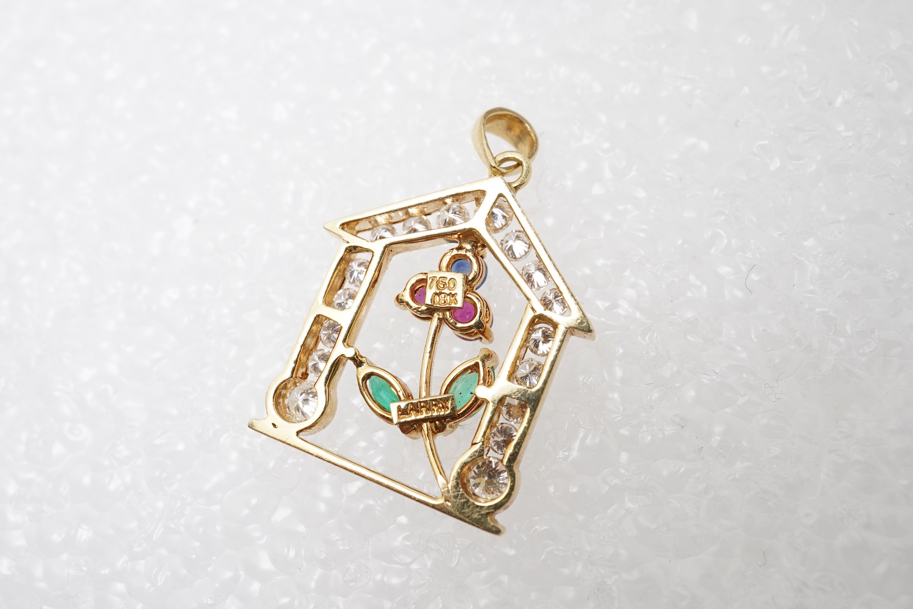 Larry, a multi-gem and diamond pendant, Singapore, circa 2000